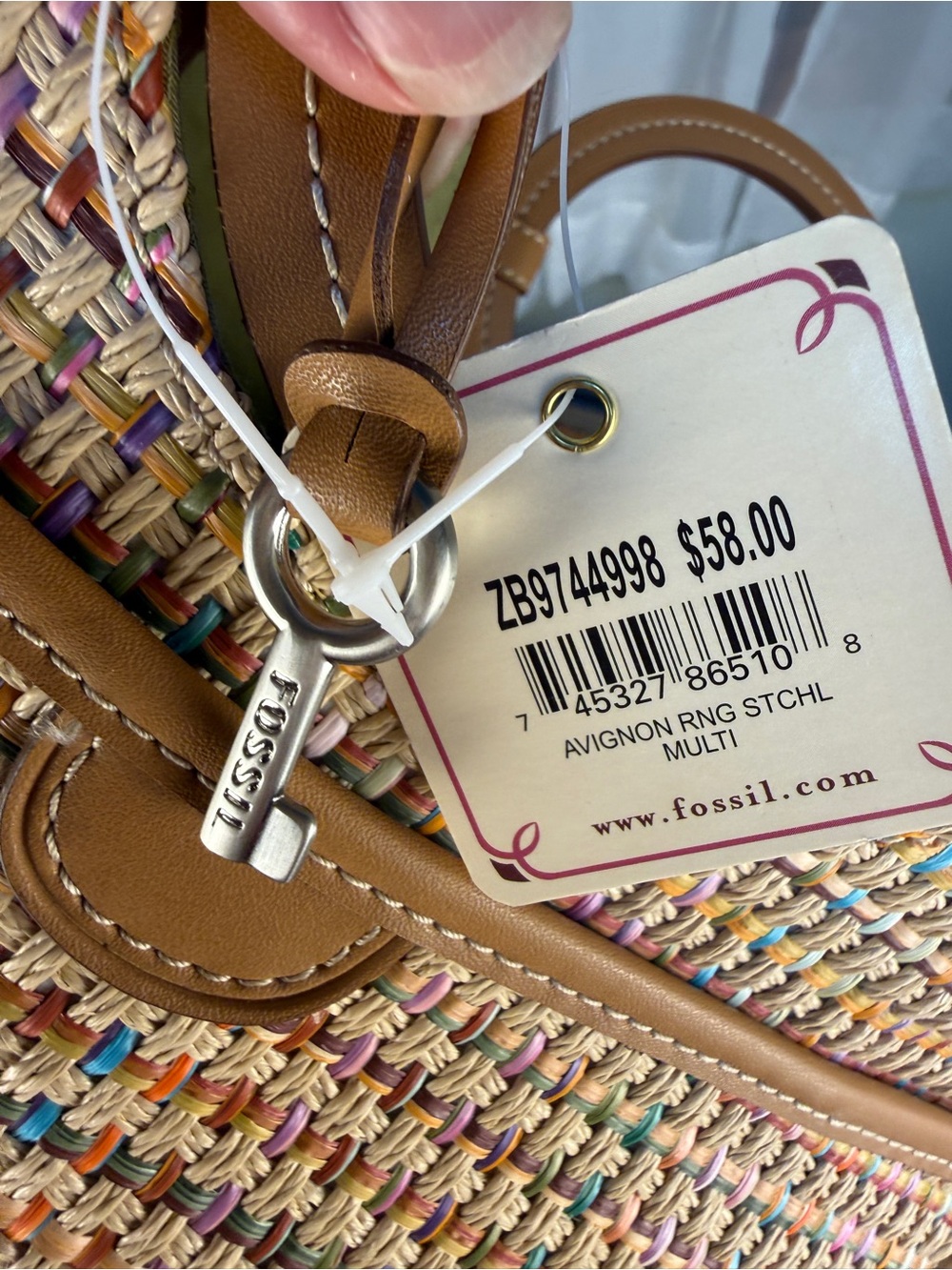 NWT Fossil Avignon Multi Woven Satchel Tote Crossbody Perfect Summer Bag! - Picture 11 of 16